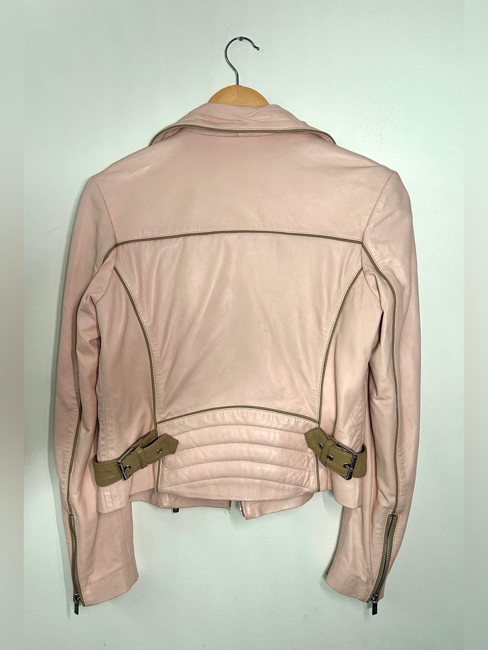 Pink 100% Leather Tristan Moto Biker Jacket • Excellent Condition • Size Small